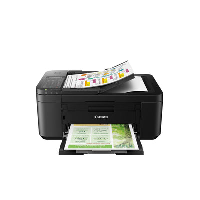 Canon PIXMA TR4720 vista frontal compacta con bandeja cerrada y ahorro de espacio