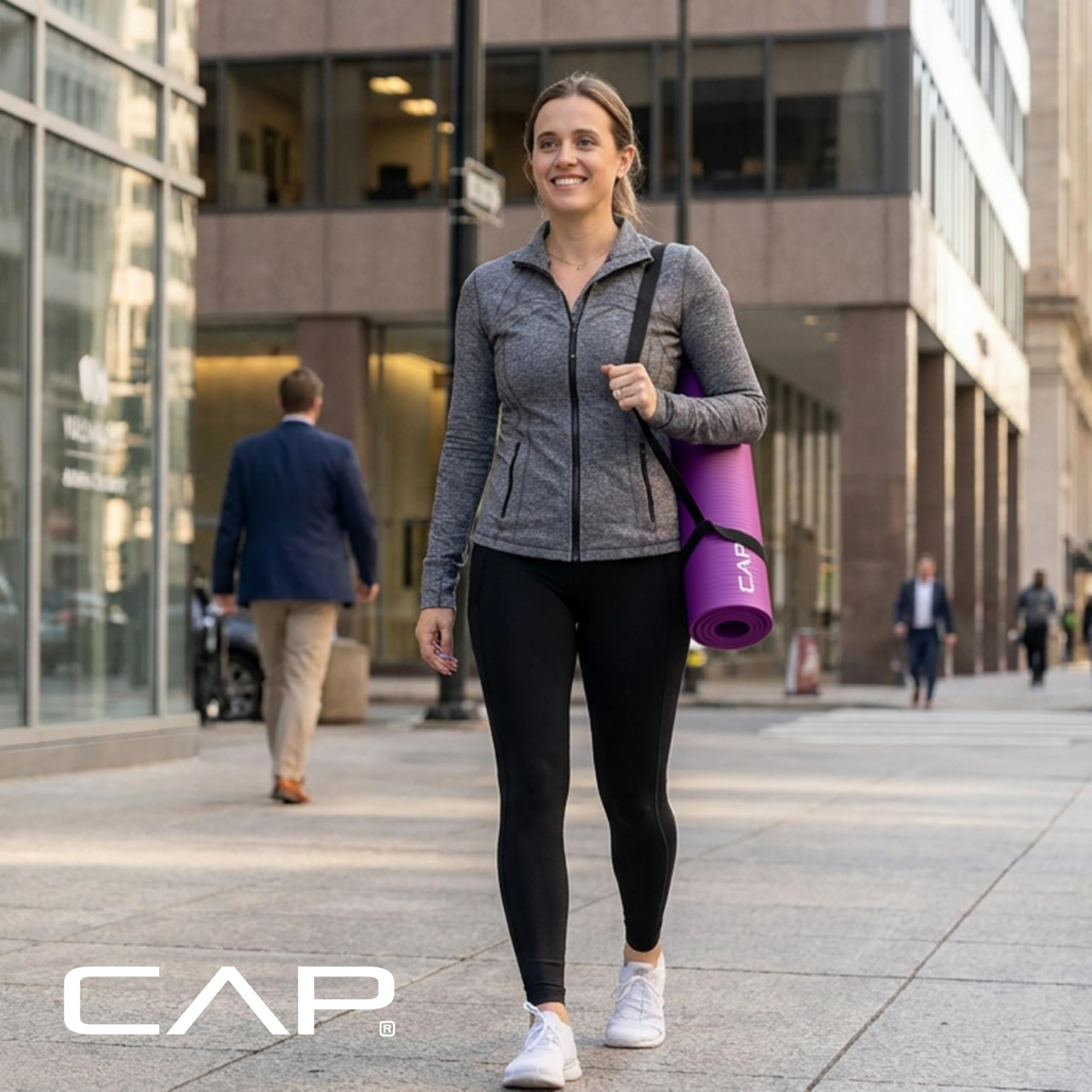 CAP Barbell etiqueta con información de material y marca visible