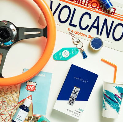 Capri Blue product label and packaging detail showing authentic Volcano scent