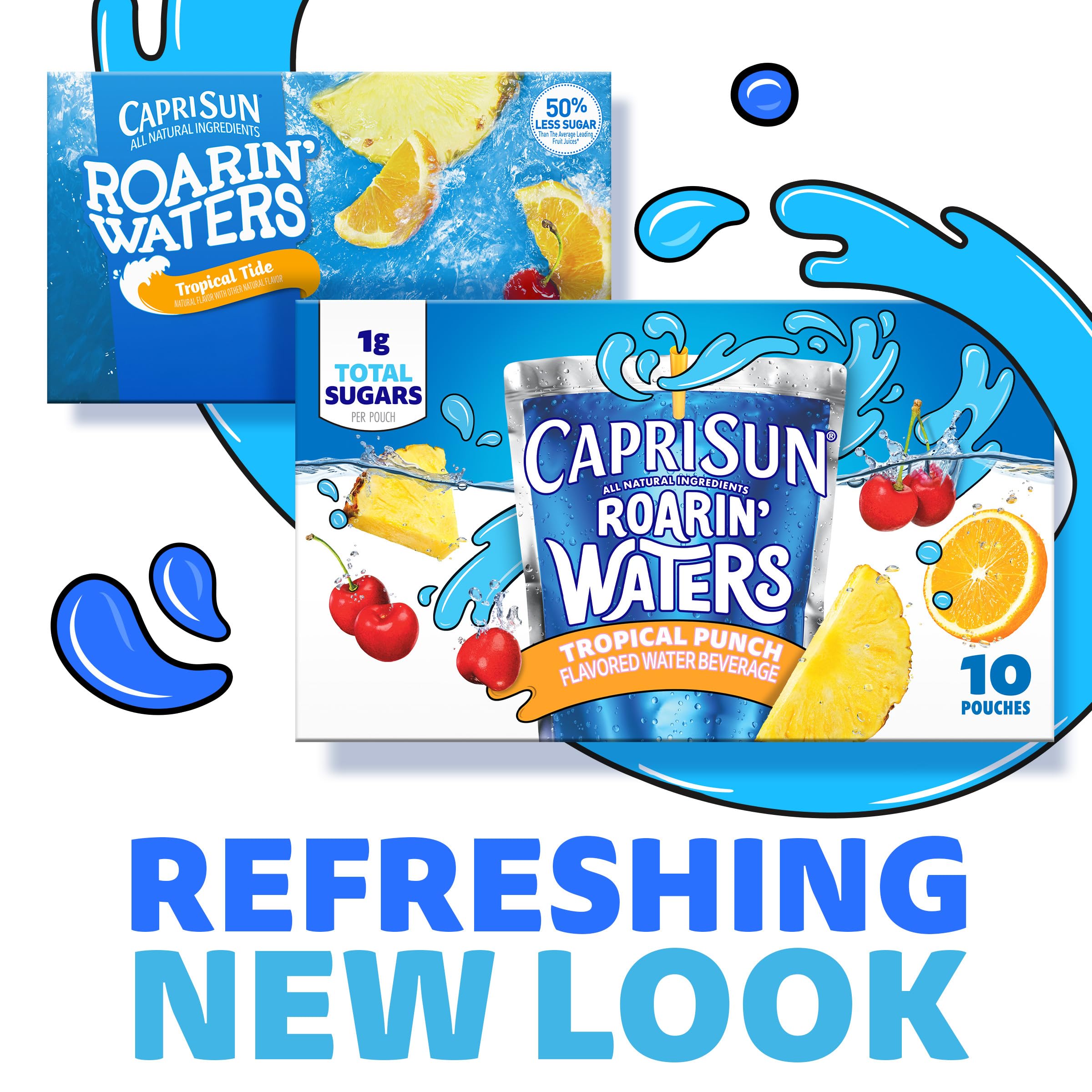 Capri Sun pouch frontal mostrando el formato portátil y práctico