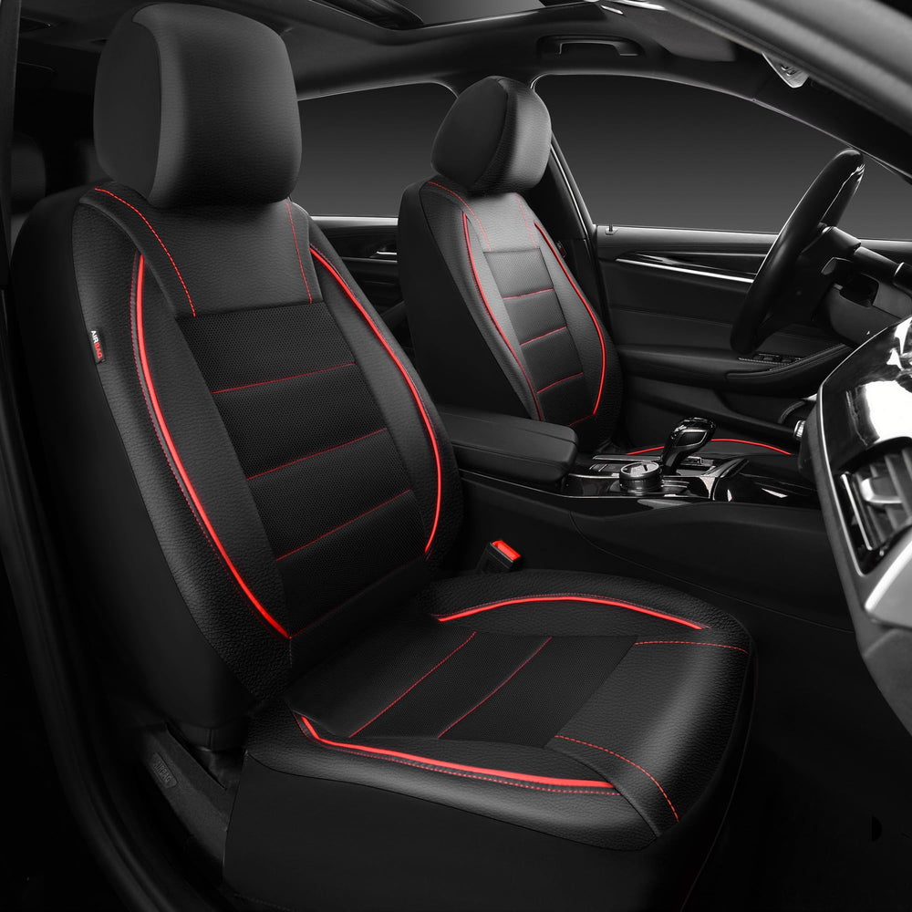 CAR PASS full view of two front seat covers showing fit and style benefit