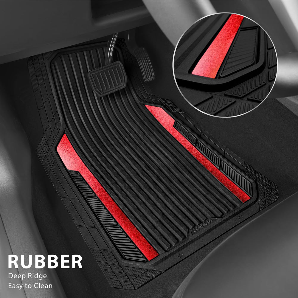 CAR PASS rear mats pair displayed stacked for compact storage benefit