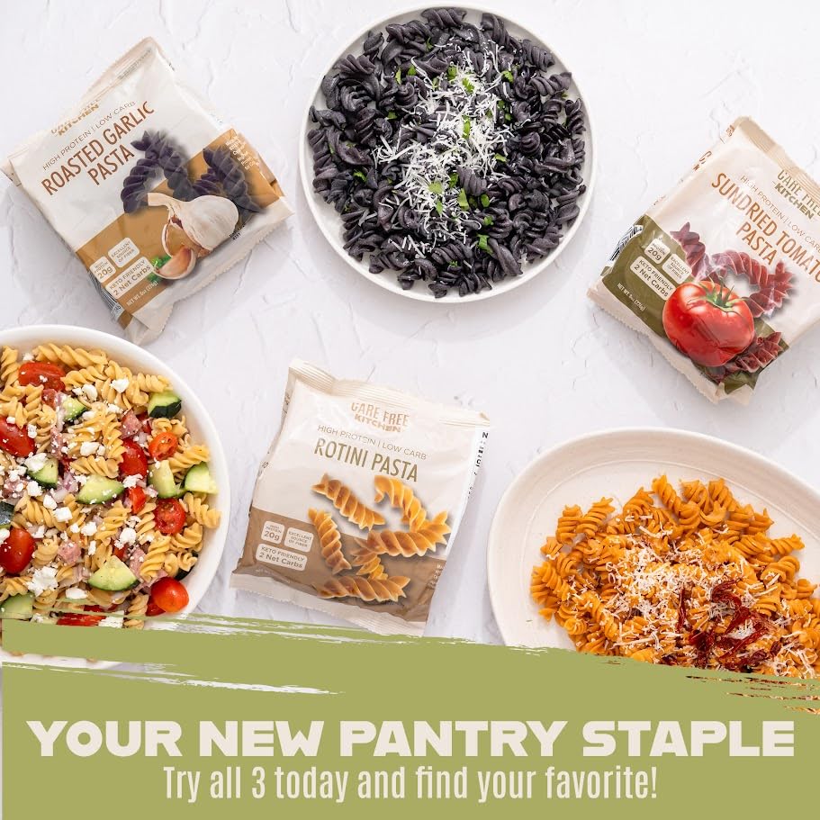 Care Free Kitchen rotini servido con salsa de tomate, sabor atractivo