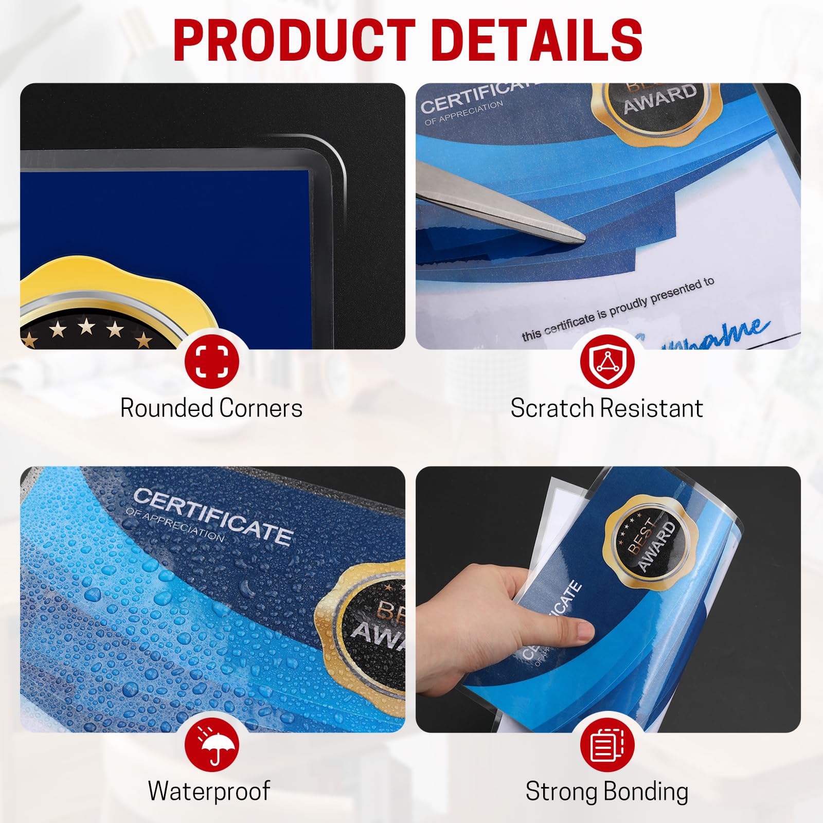 CAREGY funda junto a documento 8.5x11 mostrando ajuste perfecto
