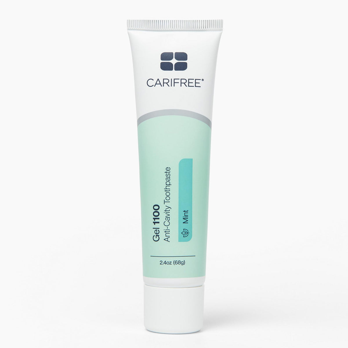 CariFree tubo frontal mostrando gel y nombre, protección anticaries visible