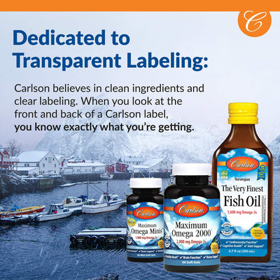 Carlson certification labels close-up demonstrating IFOS and IGEN non-GMO verification