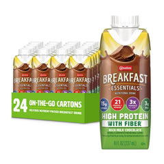 Carnation Breakfast Essentials frente del envase mostrando la marca y conveniencia