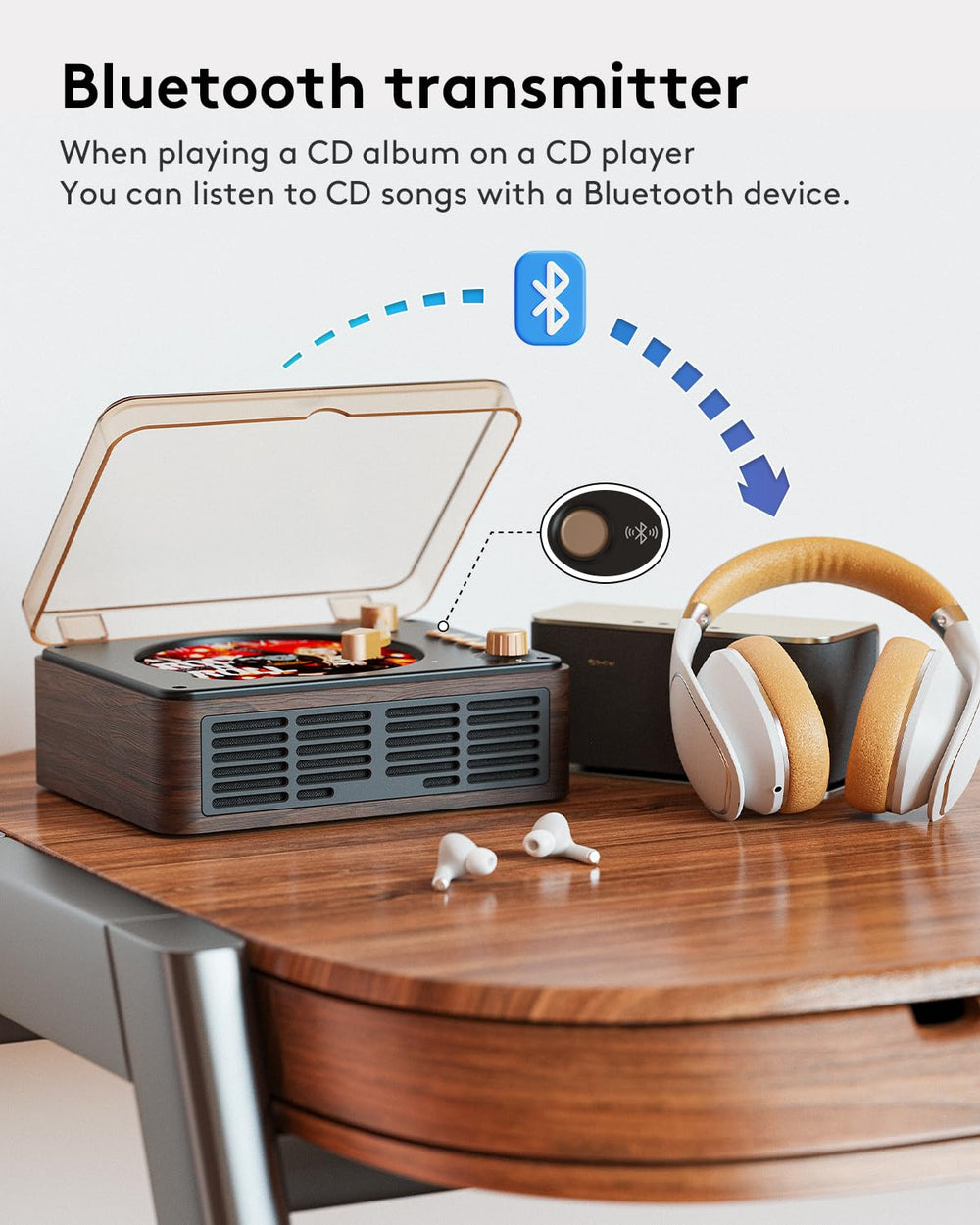 CARONSORT tapa superior abierta con CD insertado, uso cómodo y claro