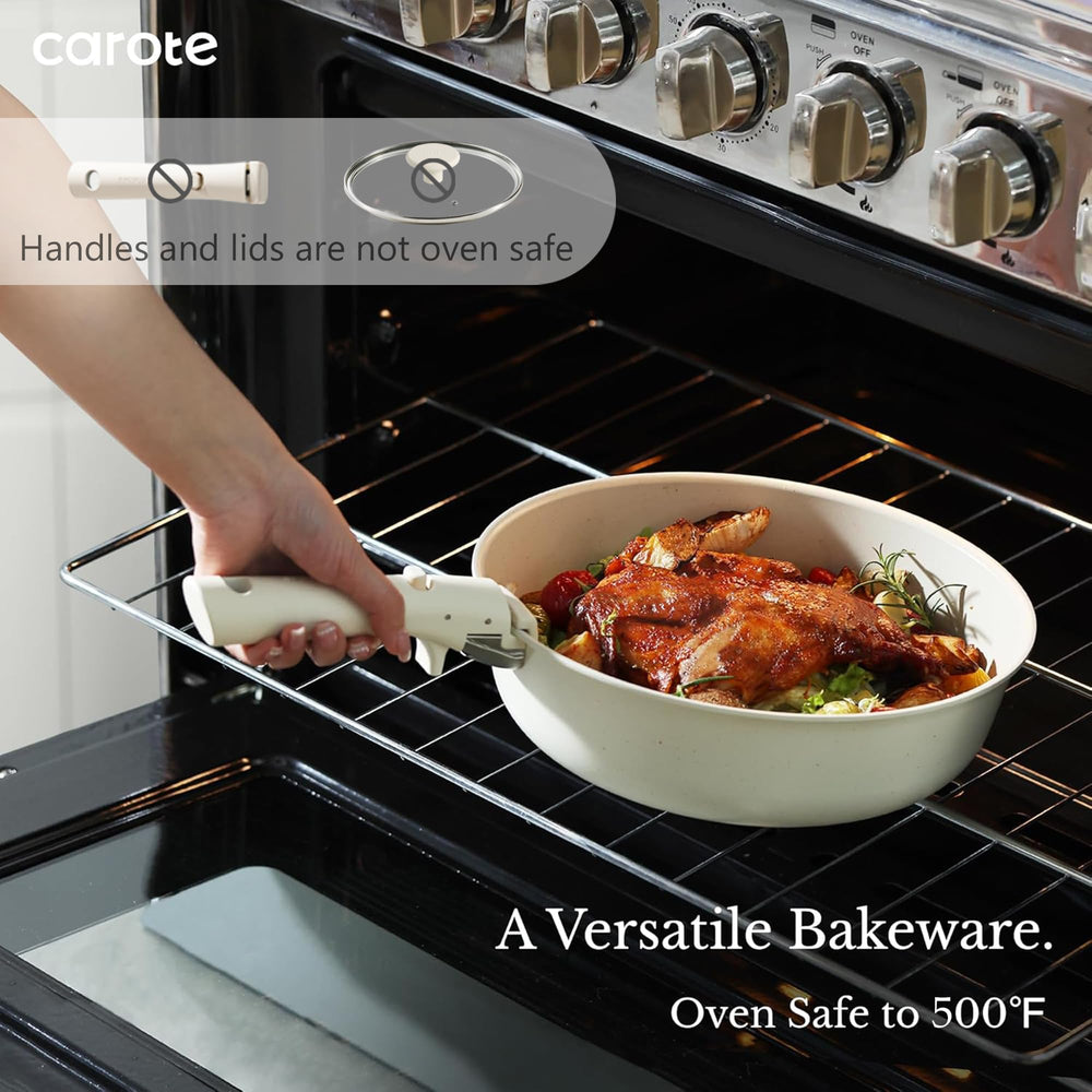 CAROTE 8-inch frying pan top view showing nonstick surface for easy cooking