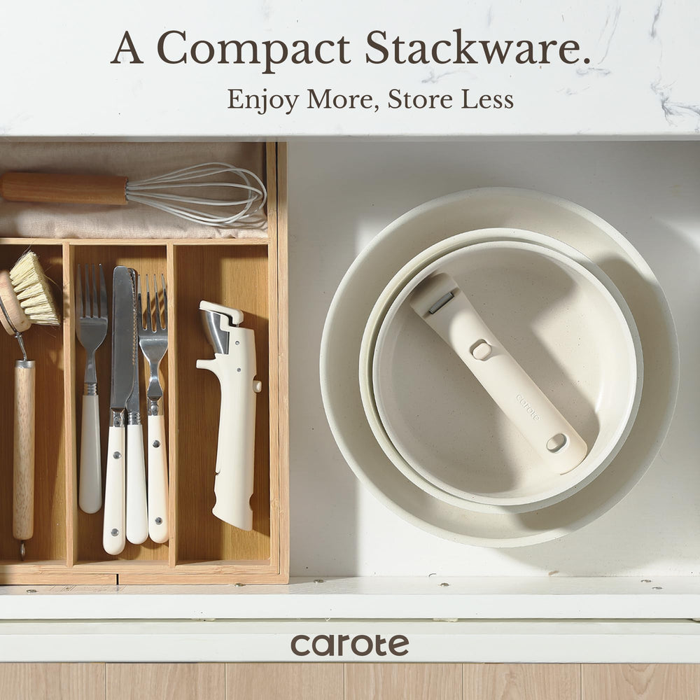 CAROTE laid-out contents with utensils and pot protectors for ready cooking