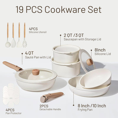 CAROTE detachable handle attached to pan for secure cooking