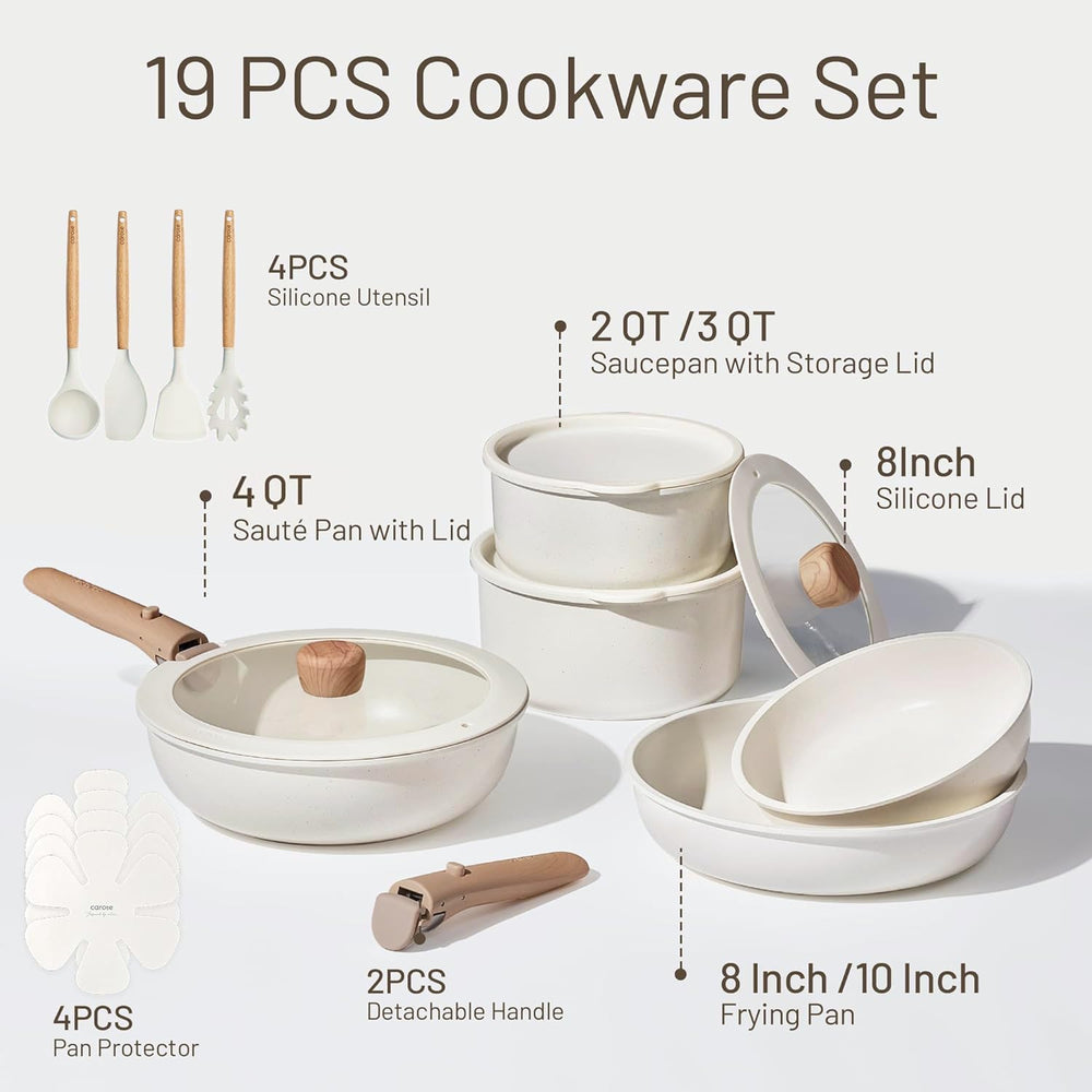 CAROTE detachable handle attached to pan for secure cooking
