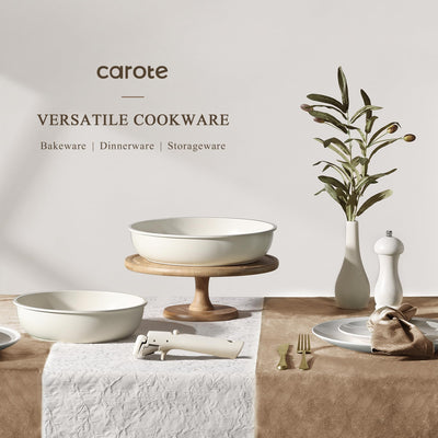 CAROTE cookware in fridge with storage lid preserving leftovers efficiently