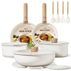 CAROTE front view of full 19‑piece set showing contents and benefits