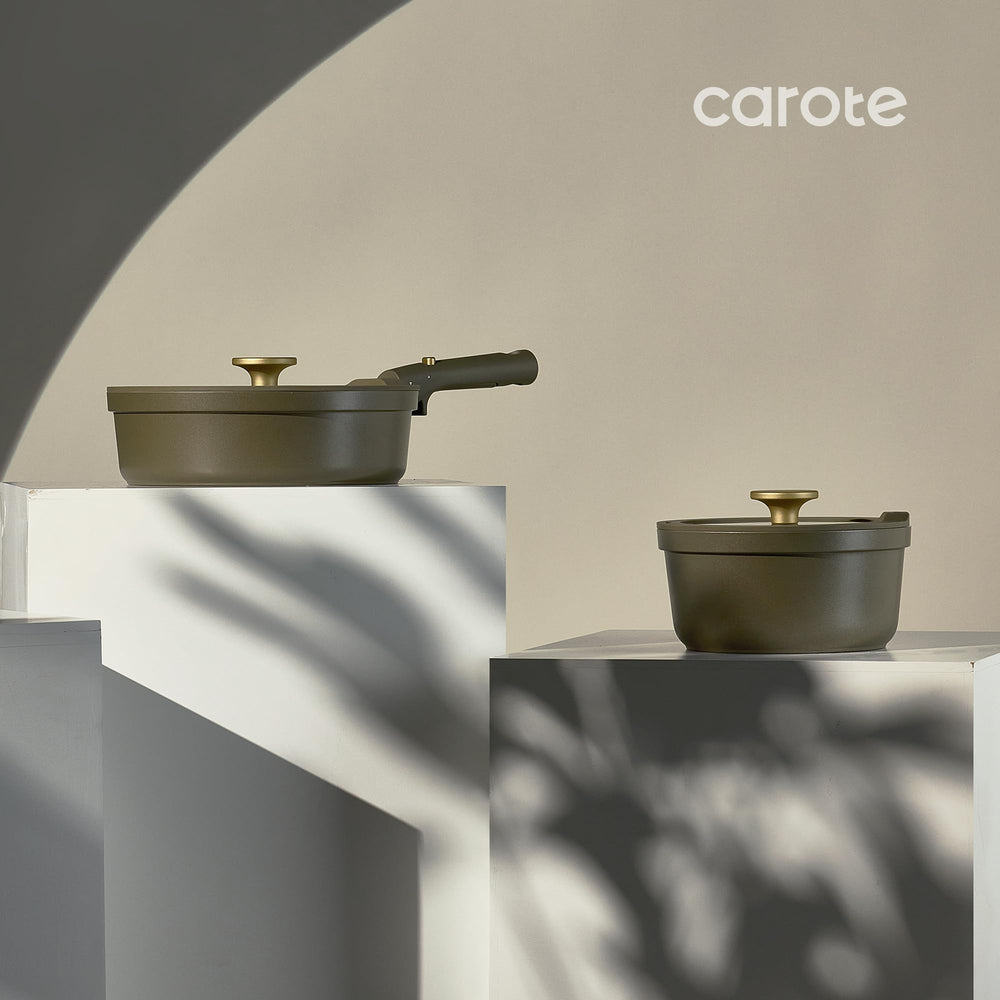 CAROTE cookware on stovetop in kitchen scene showing everyday cooking convenience
