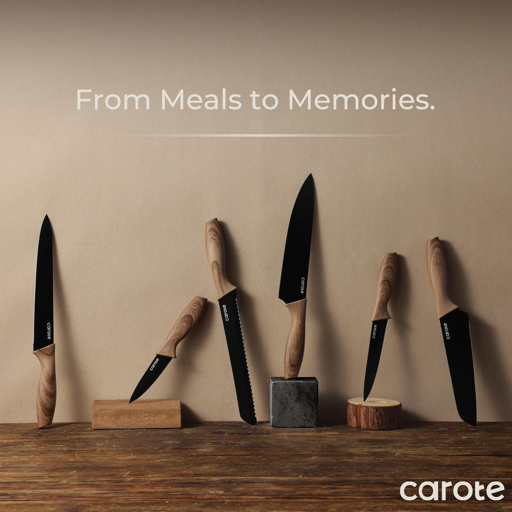 CAROTE knives displayed on kitchen counter adding cohesive, stylish appeal