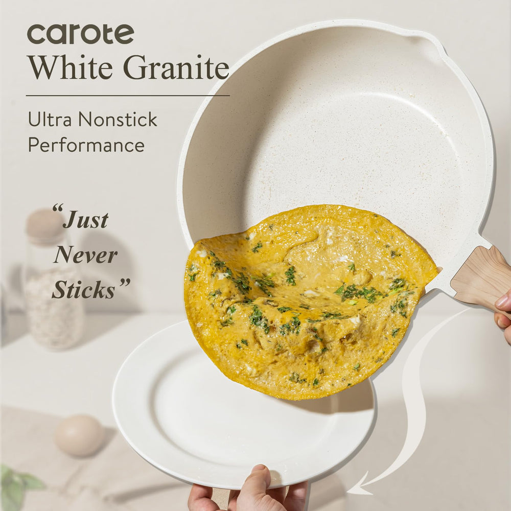 CAROTE sartén con tortilla cocinando para mostrar uso con menos aceite y resultado uniforme