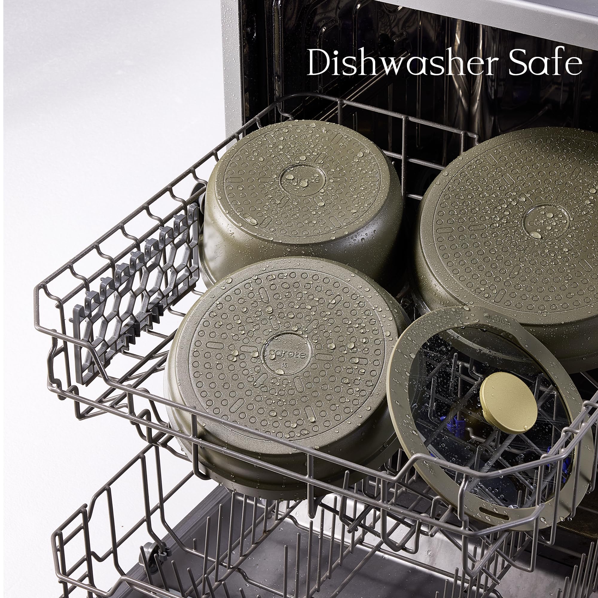 CAROTE stacked saucepans showing space-saving storage benefit