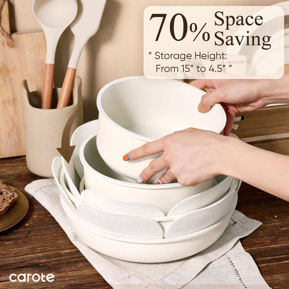 CAROTE silicone lids on pots in fridge for safe food storage