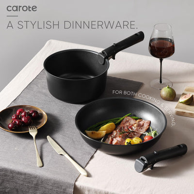 CAROTE stacked pots demonstrating compact storage that saves kitchen space