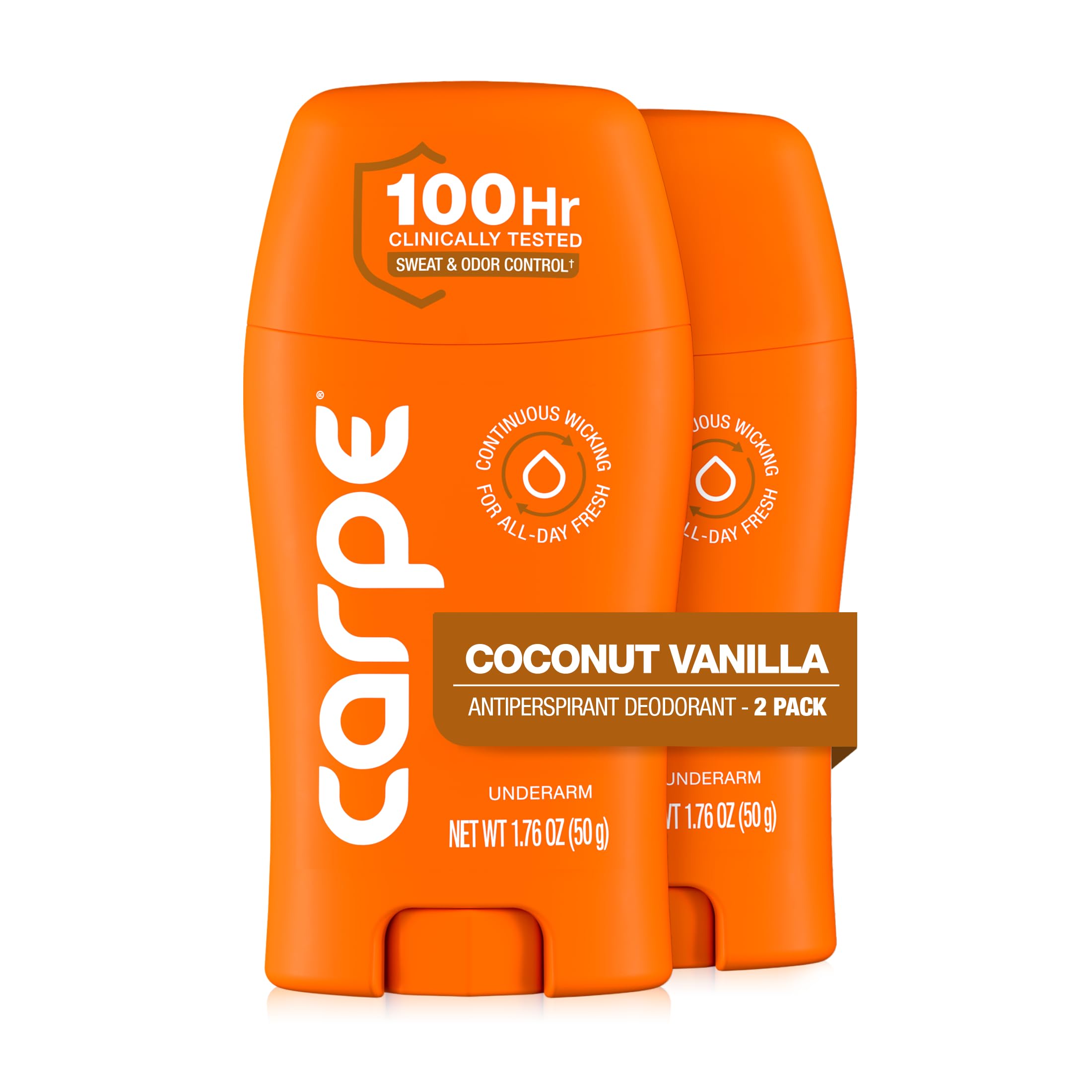 Carpe envase frontal Coconut Vanilla muestra diseño y beneficio control prolongado