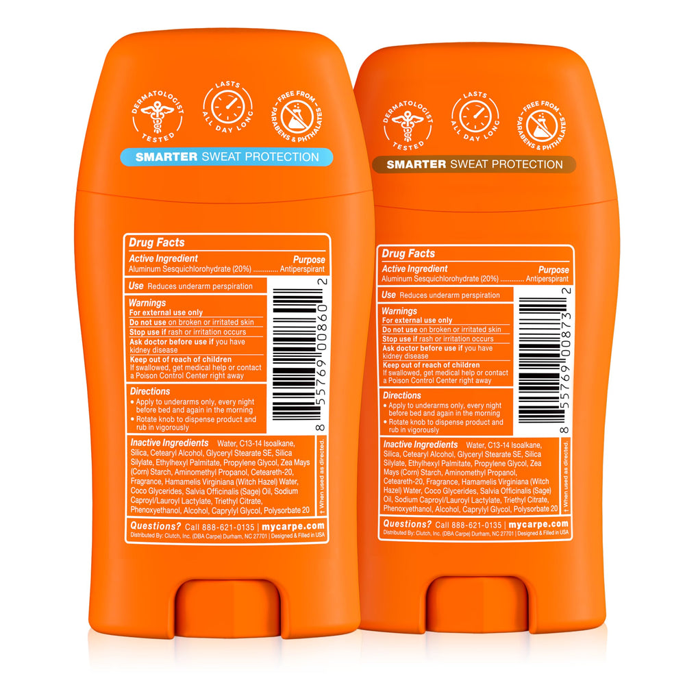 Carpe packaging con sello libre de crueldad y texto sobre ingredientes seguros
