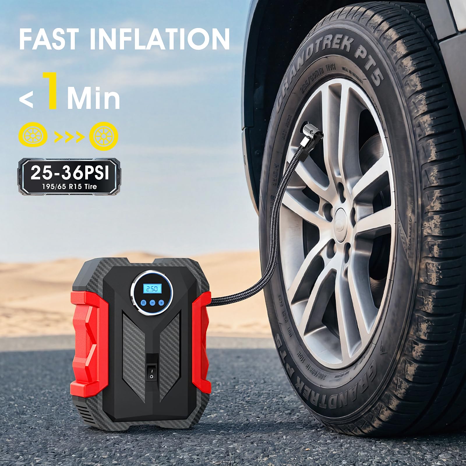 CARSUN 12V plug and long 10ft cord for extended reach around vehicle