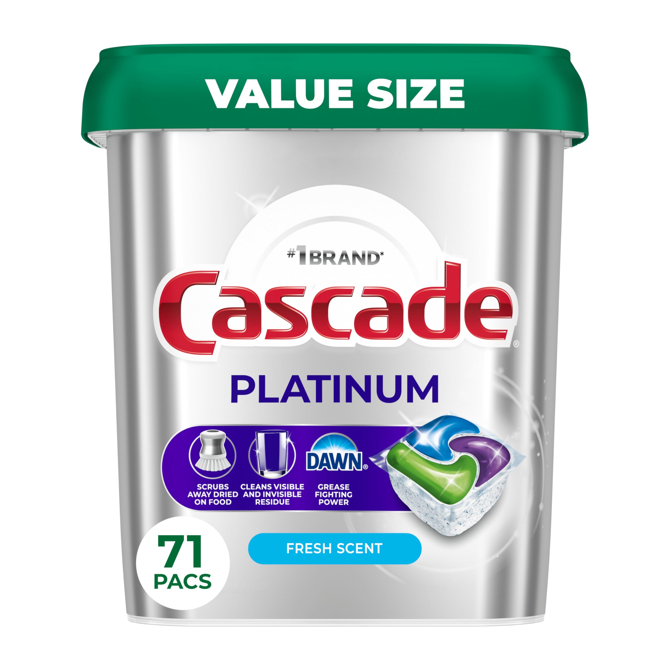 Cascade paquete frontal 71 cápsulas mostrando presentación y beneficio limpieza rápida