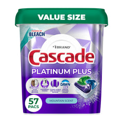 Cascade paquete frontal mostrando 57 ActionPacs y beneficio limpieza potente