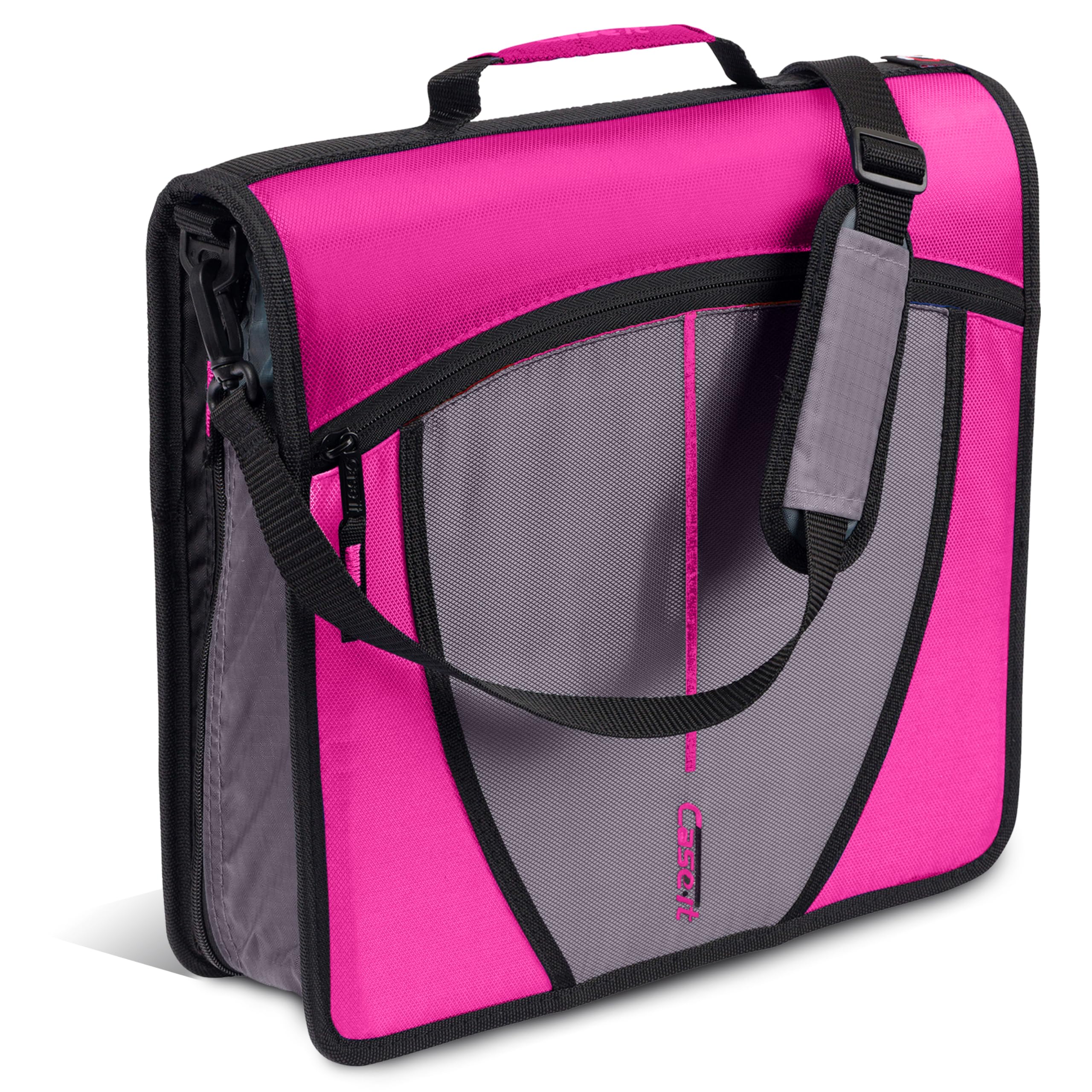 Case-it vista frontal de la carpeta magenta con cierre y agarre resistente