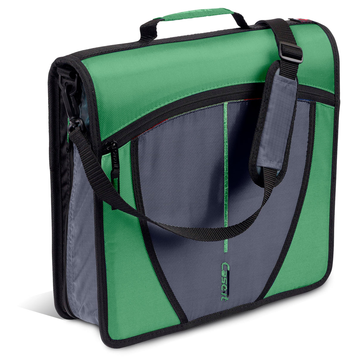 Case-it vista frontal con cremallera mostrando organización y seguridad.