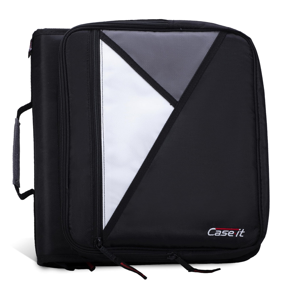 Case-it vista frontal del estuche con cierre, diseño resistente y fácil acceso