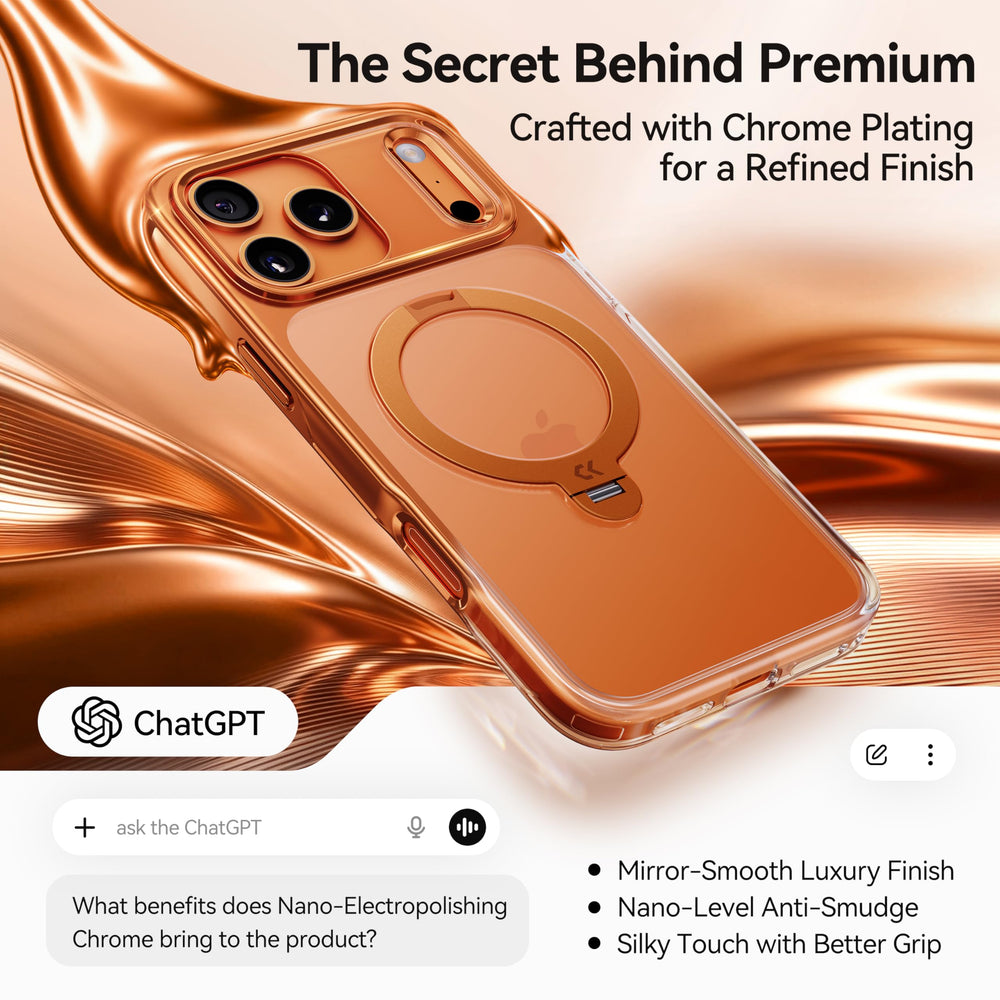 CASEKOO 360° spin stand holding iPhone hands-free for video calls and streaming