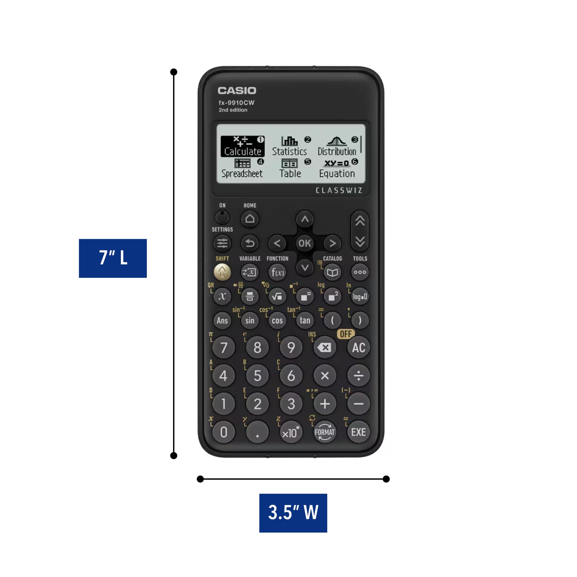 Casio FX-9910CW perfil lateral que muestra robustez del cuerpo