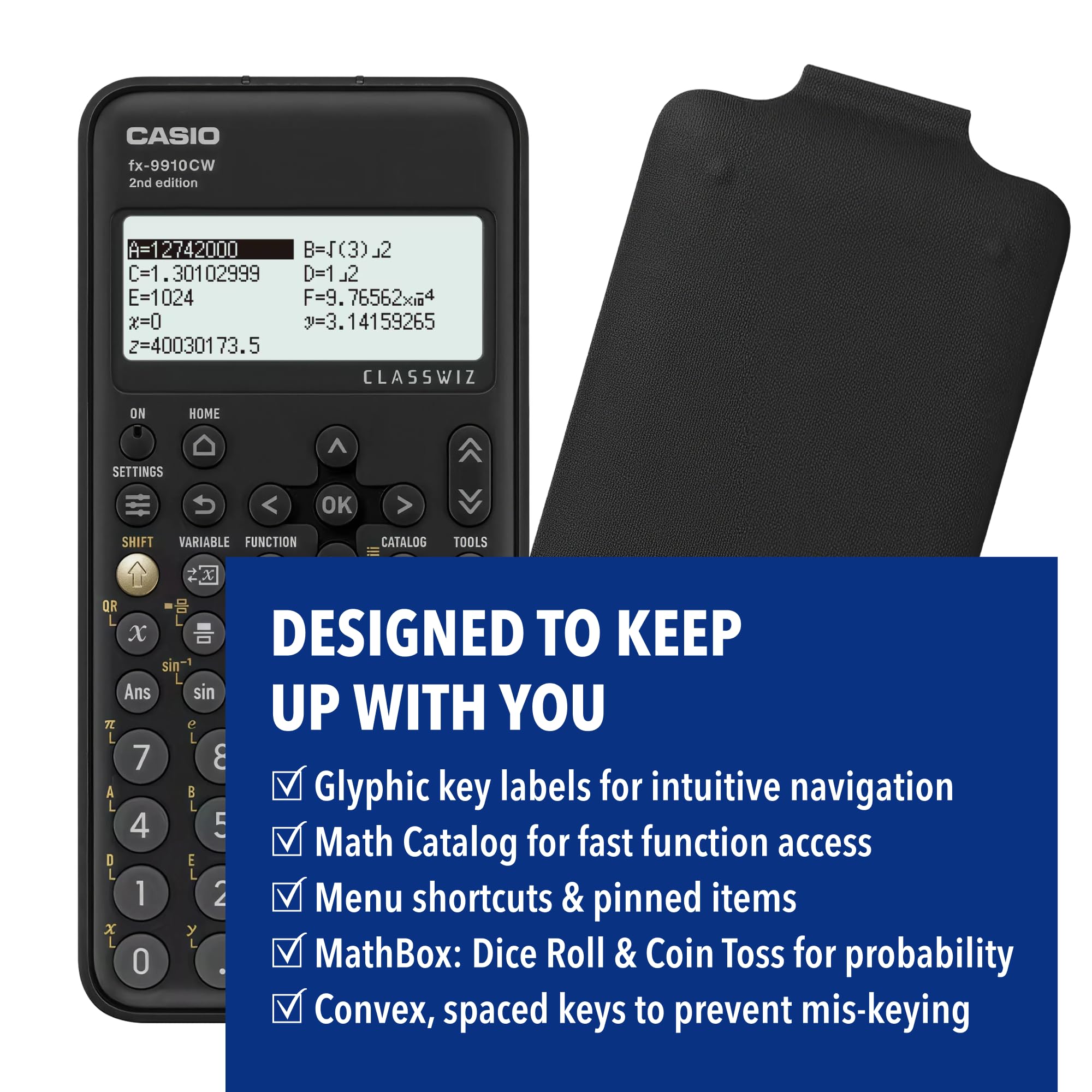 Casio FX-9910CW en uso por estudiante durante práctica