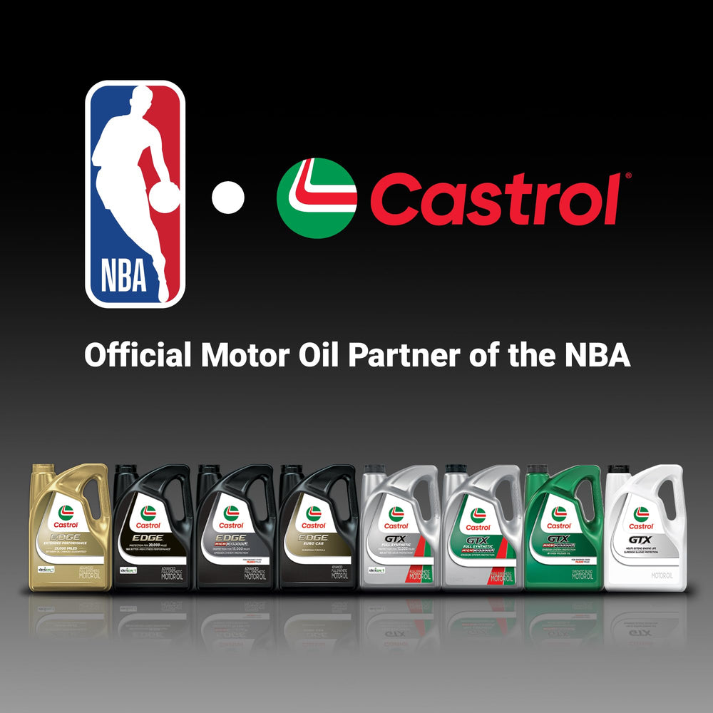 Castrol EDGE bacha de mantenimiento con aceite usado y nuevas botellas