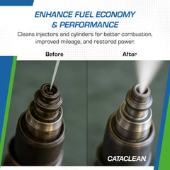 Cataclean siendo vertido en tanque para limpieza rápida y sencilla