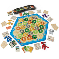 CATAN primer plano hexágonos y cartas, muestra detalles y calidad