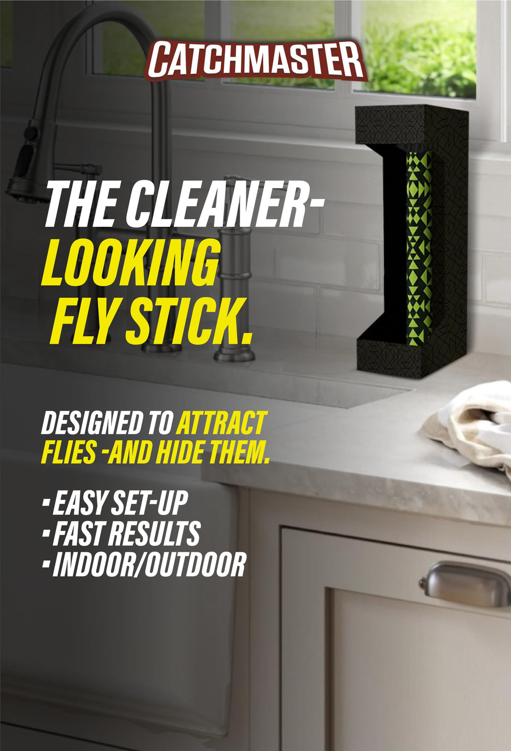 Catchmaster Fly Stick etiqueta con instrucciones claras para uso seguro