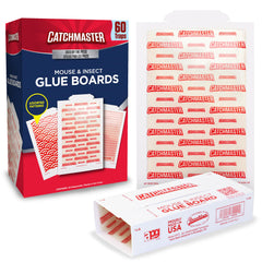 Catchmaster front packaging showing 60-count glue boards and benefits