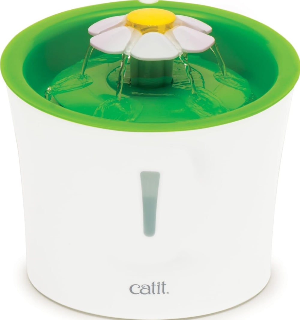 Catit Flower Fountain vista frontal mostrando diseño elegante y beneficio refrescante