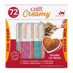 Catit frente del empaque mostrando pack de 72 tubos y ventaja de cantidad