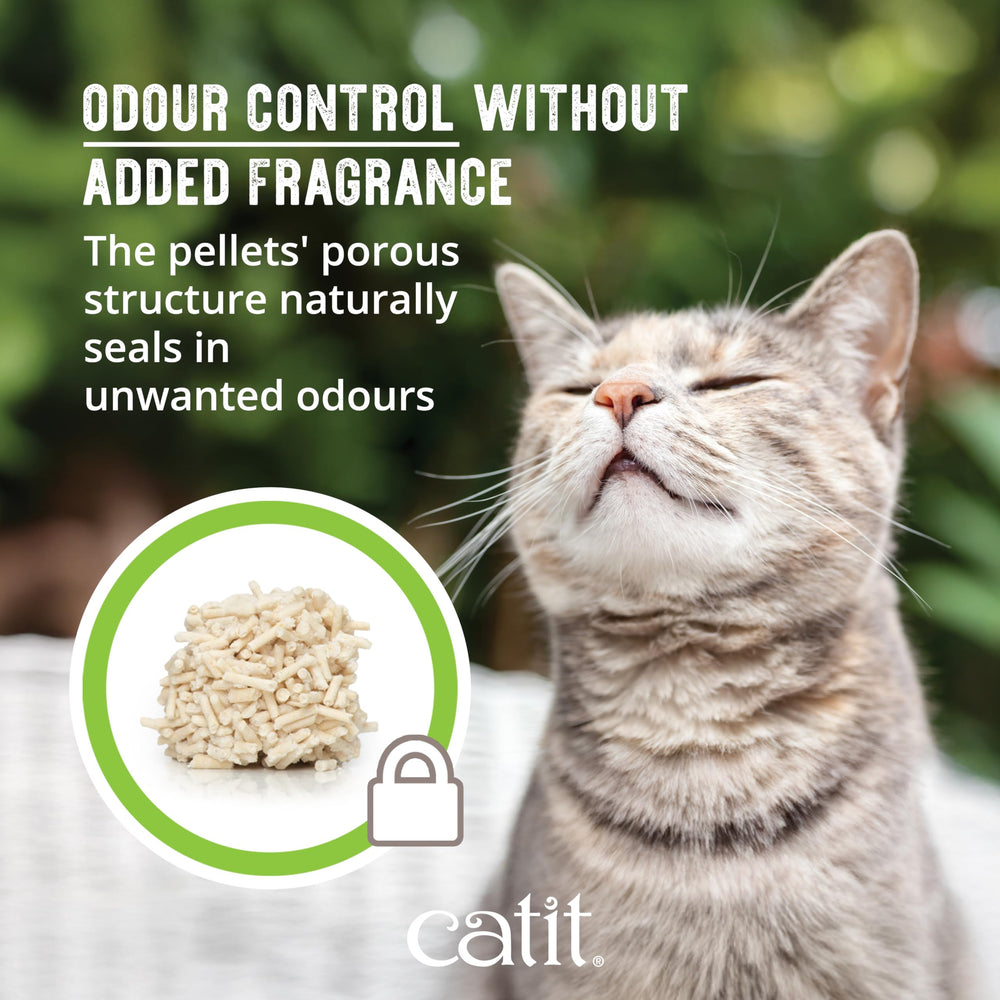 Catit pellets en mano demostrando absorción y suavidad