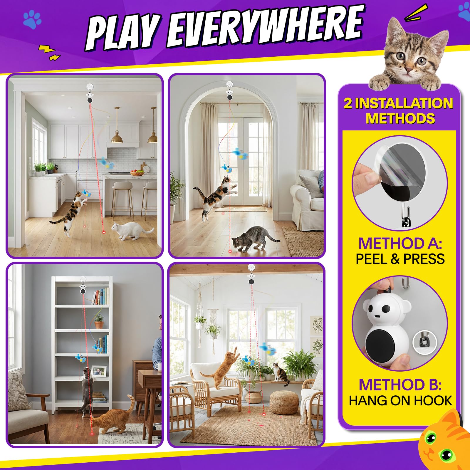 Catpick joy varita con pájaro en mano lista para juego interactivo