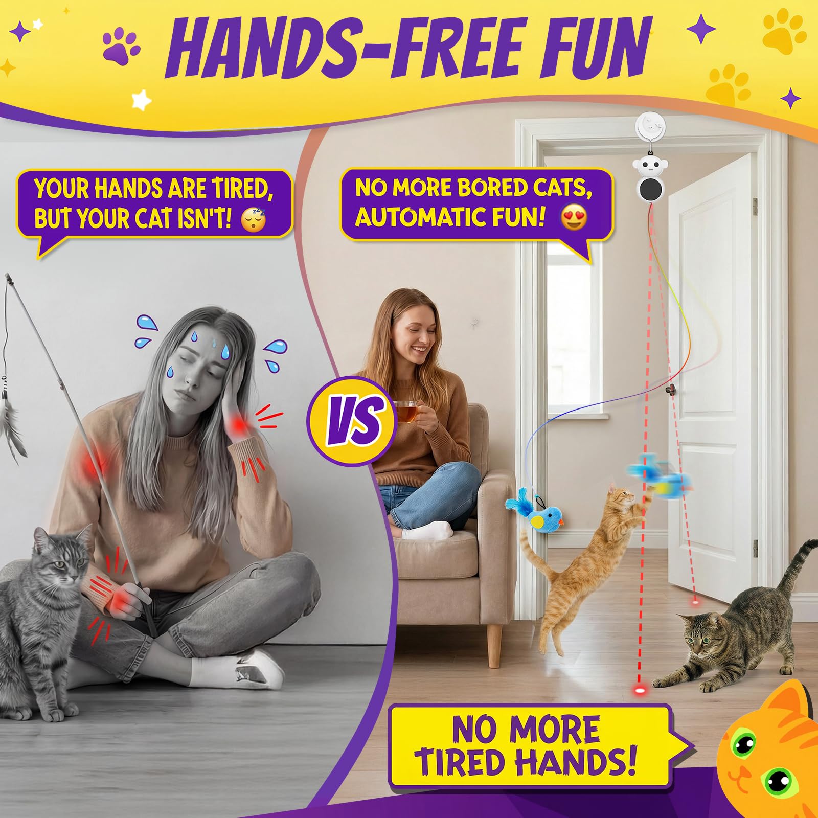 Catpick joy panel de control mostrando ajustes de velocidad para adaptar juego