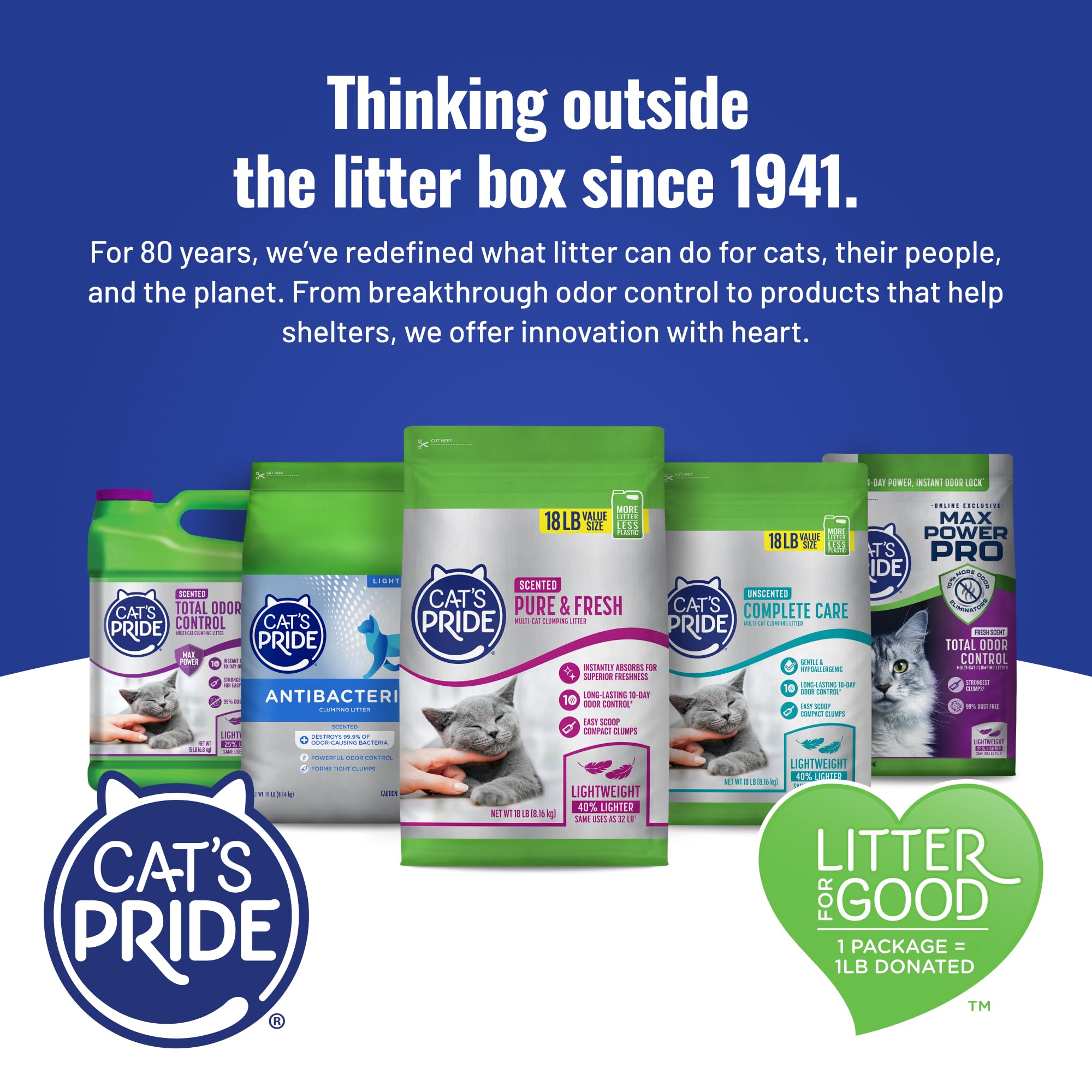 Cat's Pride escena doméstica con gato y caja, ambiente sin olores