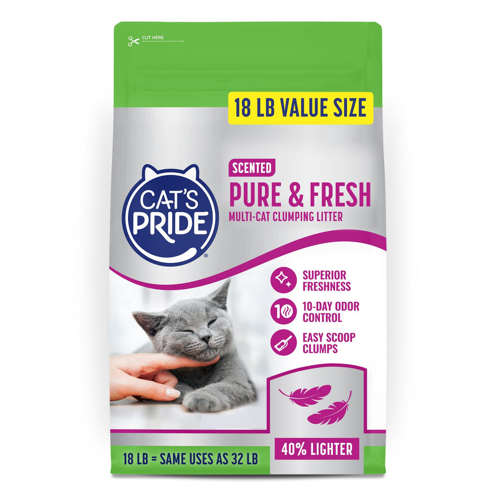 Cat's Pride vista frontal del saco mostrando el tamaño y beneficios