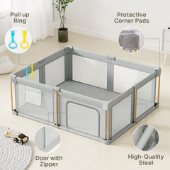 Cbcvvaer folded playpen packed in storage bag for quick transport and space-saving convenience