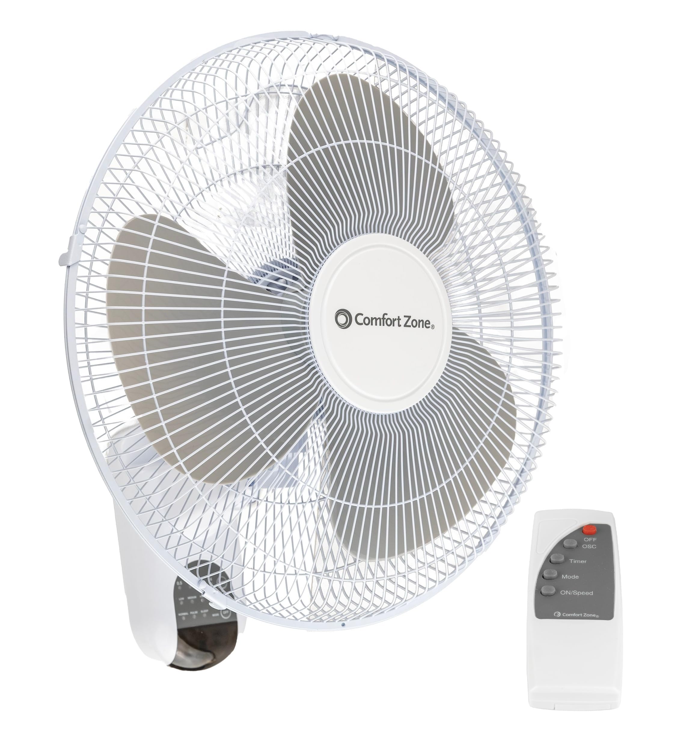 CCC COMFORT ZONE ventilador montado en pared mostrando diseño y ahorro de espacio
