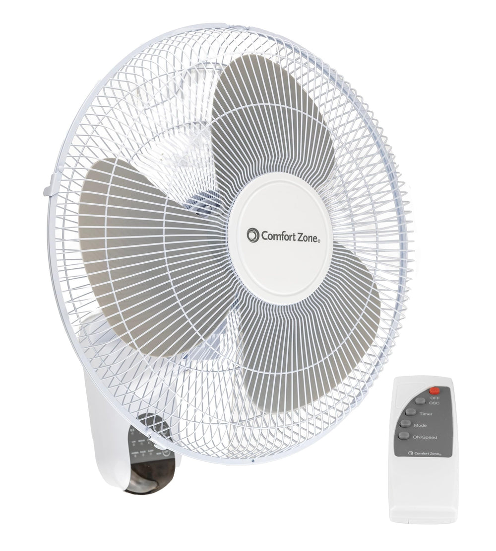 CCC COMFORT ZONE ventilador montado en pared mostrando diseño y ahorro de espacio